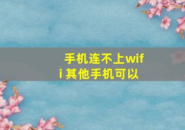 手机连不上wifi 其他手机可以